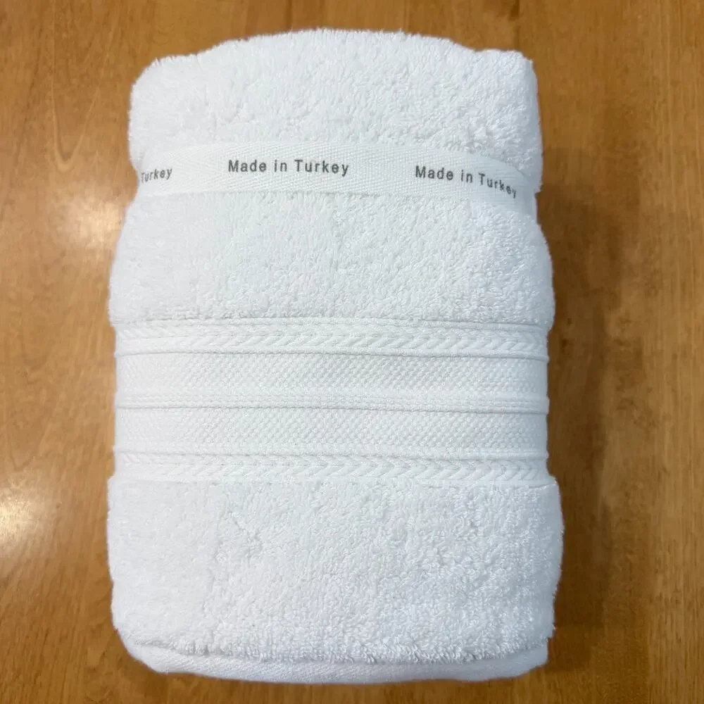 Brooks Brothers Premium Turkish Cotton Hand Towels Set of 2 White Plush Spa NWT
